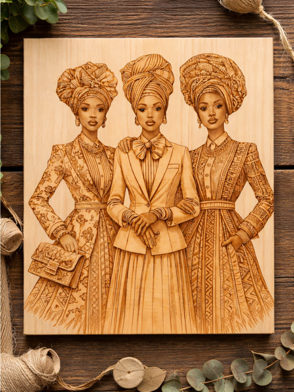 Sunday Best Sisters – Engraved Basswood Art